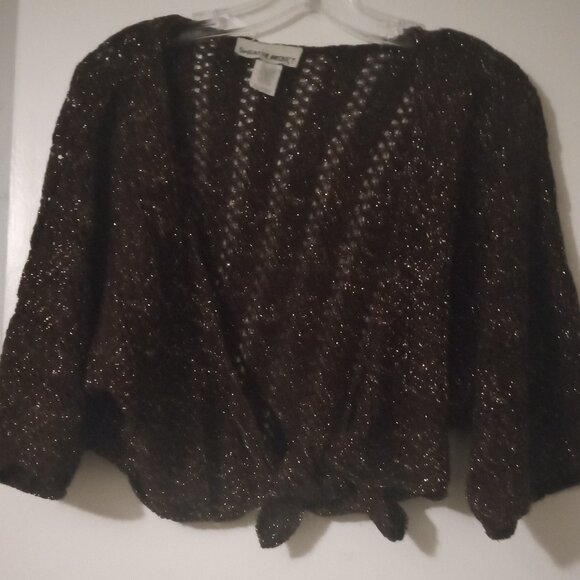 Sweater Project Tops - Sweater Project women's crochet crop top XL brown & gold metalic whimysical wear